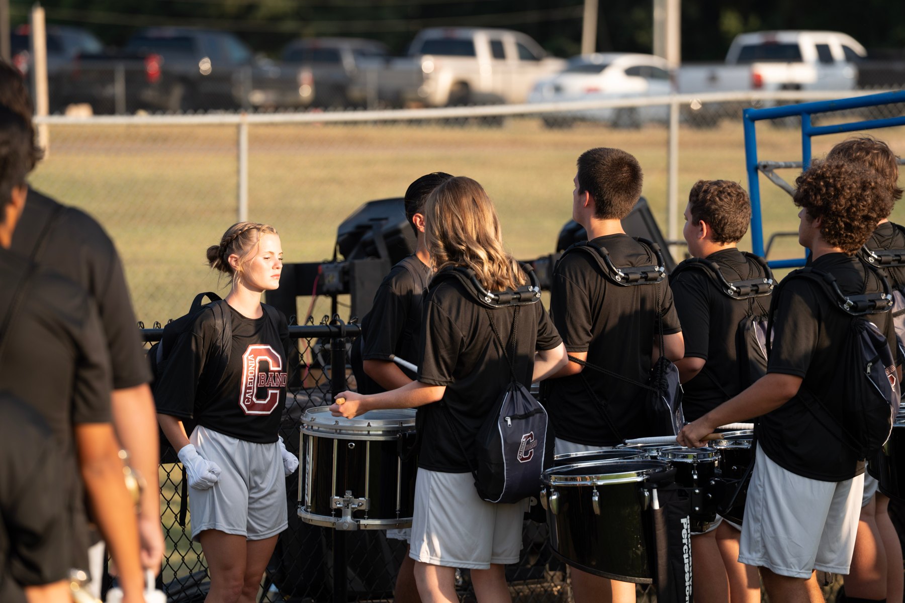 Caledonia's drumline gets ready before the game